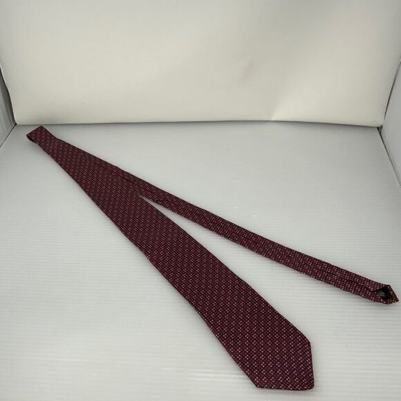 DKNY Mens Tie Red Polka Dot Business Work Designer Necktie (E3) - Picture 2 of 5